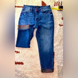 Judy Blue Woman’s Jeans size 14W with Plaid Accents boyfriend fit